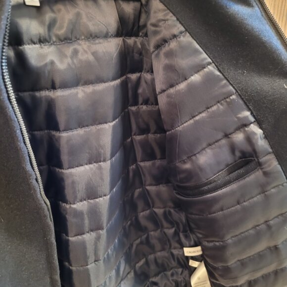 Calvin Klein Wool Blend Bomber Coat - Navy Blue - Men's Medium - Picture 3 of 7
